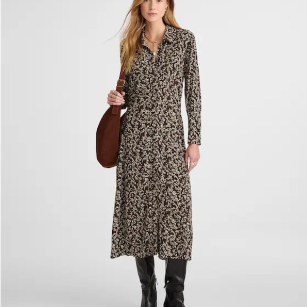 NWT Madewell Black and Cream Midi Shirt Dress
